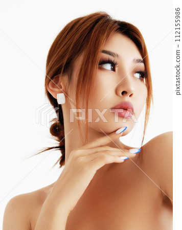Close-up portrait of a beautiful girl with Close-up portrait of a beautiful girl with 112155986