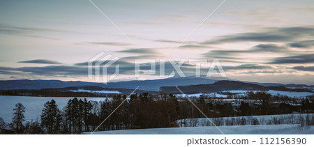 Morning on the hill in Biei, Hokkaido 112156390