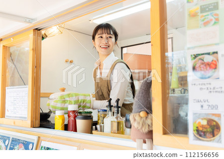 Kitchen car lunch working woman 112156656