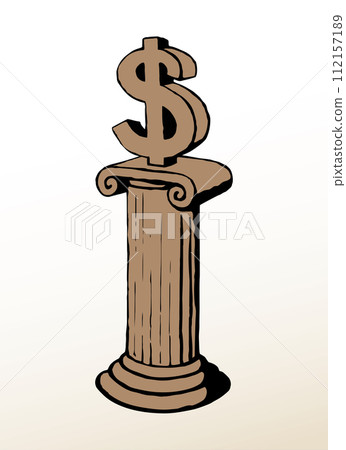 Vector drawing sign of dollar on pillar Vector drawing sign of dollar on pillar 112157189
