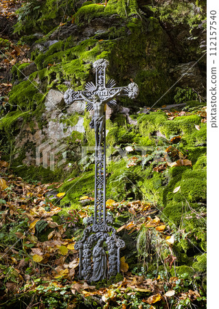 Christian cross, Spania Dolina village, Slovakia Christian cross, Spania Dolina village, Slovakia 112157540