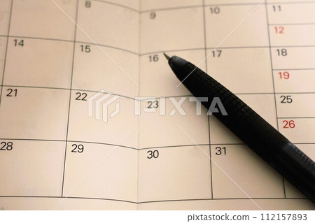 Notebook calendar and ballpoint pen Notebook calendar and ballpoint pen 112157893
