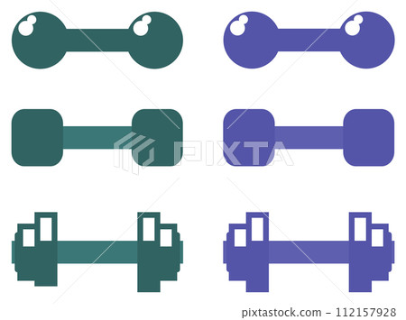 Illustration of dumbbells used for muscle training to build muscles Illustration of dumbbells used for muscle training to build muscles 112157928