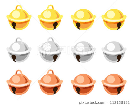 Illustration set of cute gold, silver and copper bells Illustration set of cute gold, silver and copper bells 112158131