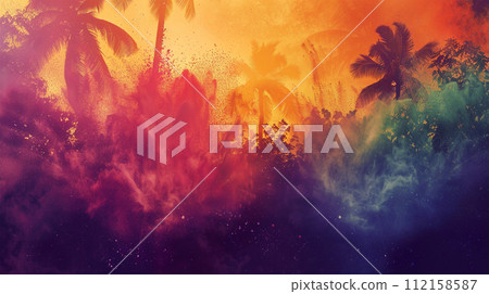 Calm tropical sunset atmosphere 112158587