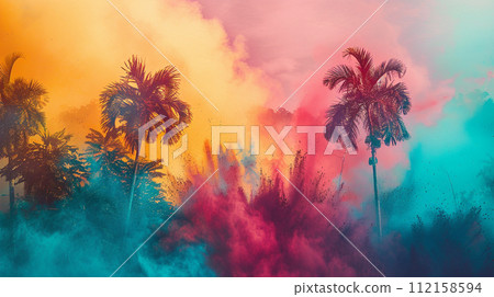 Calm tropical sunset atmosphere 112158594