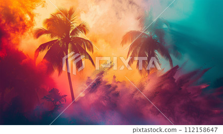 Calm tropical sunset atmosphere Calm tropical sunset atmosphere 112158647