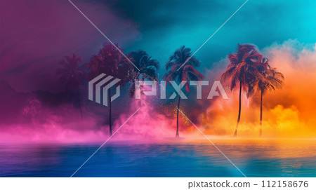 Calm tropical sunset atmosphere 112158676