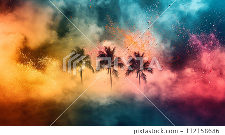 Calm tropical sunset atmosphere 112158686