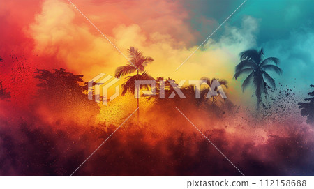 Calm tropical sunset atmosphere 112158688