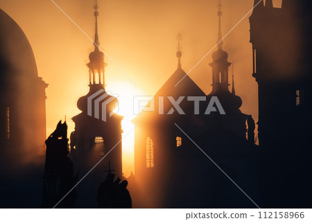 Prague cityscape at beautiful sunrise. Prague cityscape at beautiful sunrise. 112158966