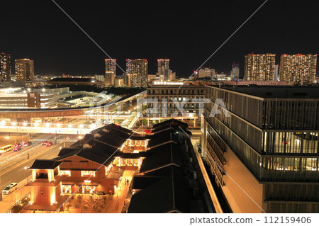 Panoramic view of Toyosu Senkyakubanrai seen from the Senkyakubanrai footbath garden Panoramic view of Toyosu Senkyakubanrai seen from the Senkyakubanrai footbath garden 112159406