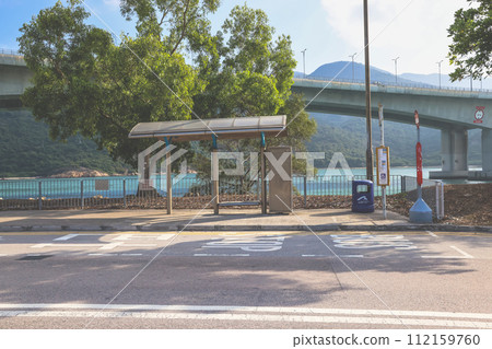 bus stop on the coast road in Lantau Island Feb 13 2024 bus stop on the coast road in Lantau Island Feb 13 2024 112159760