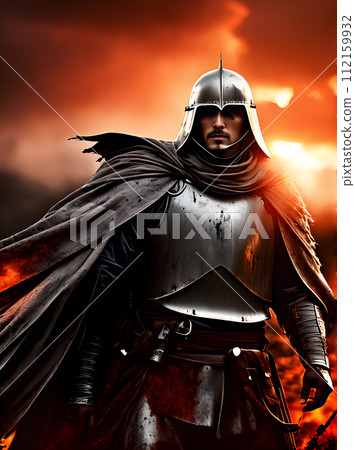 Knight blood battlefield sunset: Maximum detail cinematic 112159932