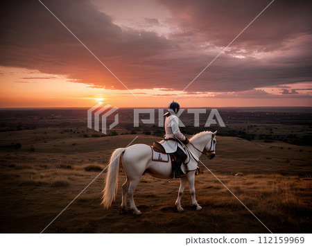 Crusader white coat blood battlefield sunset cinematic 112159969