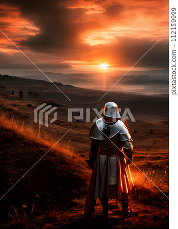 Knight blood sunset battlefield detail cinematic HDR 112159999