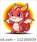 cute cartoon shibi chinese dragon character. 112160039
