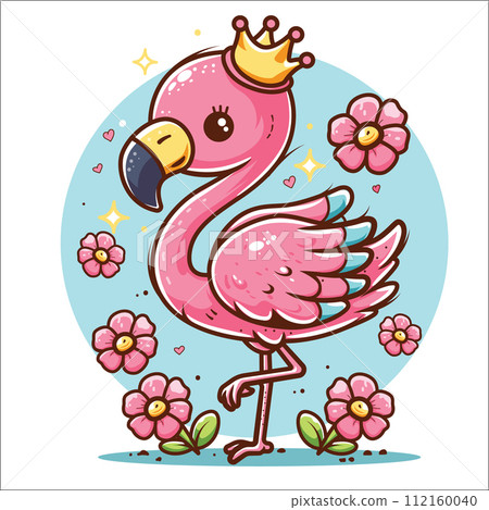 Cute cartoon shibi flamingo character 112160040