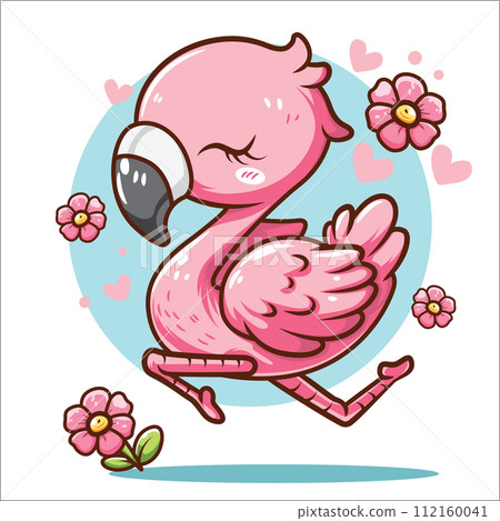 Cute cartoon shibi flamingo character 112160041