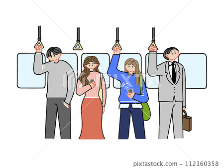 Illustration of people riding a train Illustration of people riding a train 112160358