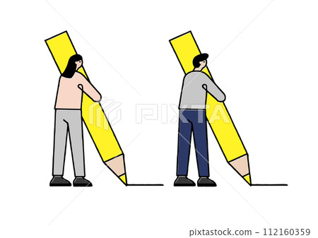 一個男人和一個女人畫想法的插圖 112160359