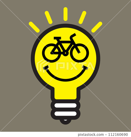 Bike icon in light bulb. E-bike smile 112160690