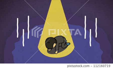 Image cut of a shocked male student crawling on all fours without text 112160719