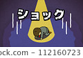 Image cut of an office worker crawling on all fours and feeling despair with the word "shock" 112160723