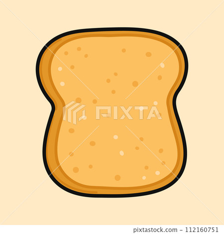 Cute funny Toast piece of bread. Vector hand drawn cartoon kawaii character illustration icon. Isolated on brown background. Toast piece of bread character concept 112160751