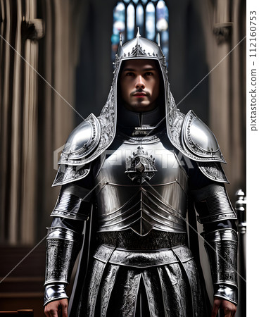 Knight battles in gothic churchs HDR K. 112160753