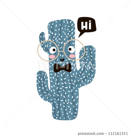 Cute cartoon cactus in glasses. Childish print for nursery, kids apparel,poster, postcard. Vector Illustration Cute cartoon cactus in glasses. Childish print for nursery, kids apparel,poster, postcard. Vector Illustration 112161351