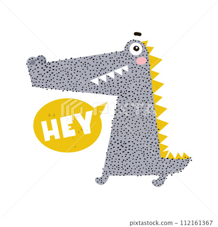 Cute cartoon crocodile print. Childish print for nursery, kids apparel,poster, postcard. Vector Illustration 112161367