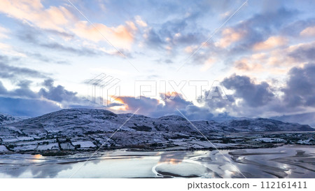 Aerial view of a snow covered Ardara in County Donegal - Ireland Aerial view of a snow covered Ardara in County Donegal - Ireland 112161411