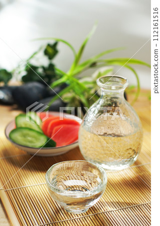 Japanese sake, pickled cucumber and red turnip 112161516