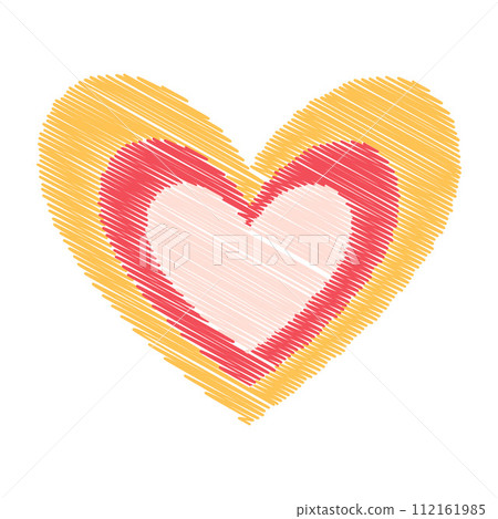 Tricolor hearts. Valentines theme. Groovy hippie 70s Simple Hand Drawn line art, doodle Retro style 112161985