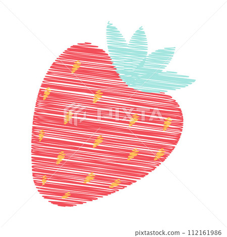 Garden strawberry fruit or strawberries line art, doodle vector icon for food apps and websites 112161986