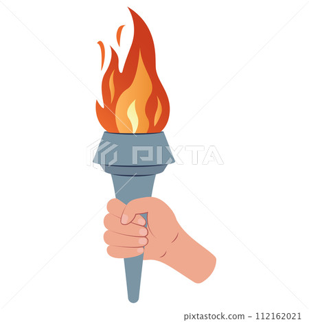 Hand holding a torch. Sport symbol, flat vector illustration design. Hand holding a torch. Sport symbol, flat vector illustration design. 112162021