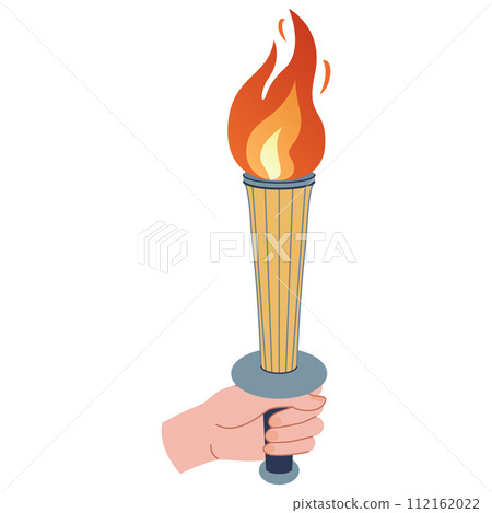 Hand holding a torch. Sport symbol, flat vector illustration design. Hand holding a torch. Sport symbol, flat vector illustration design. 112162022