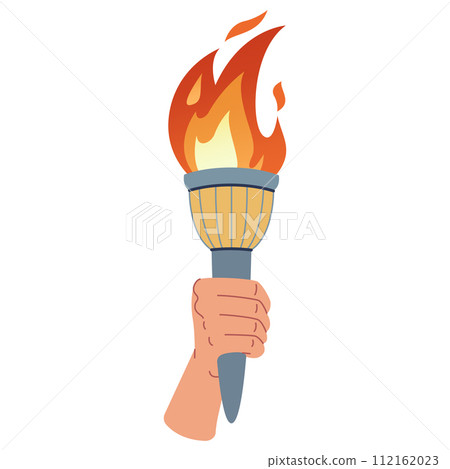 Hand holding a torch. Sport symbol, flat vector illustration design. Hand holding a torch. Sport symbol, flat vector illustration design. 112162023