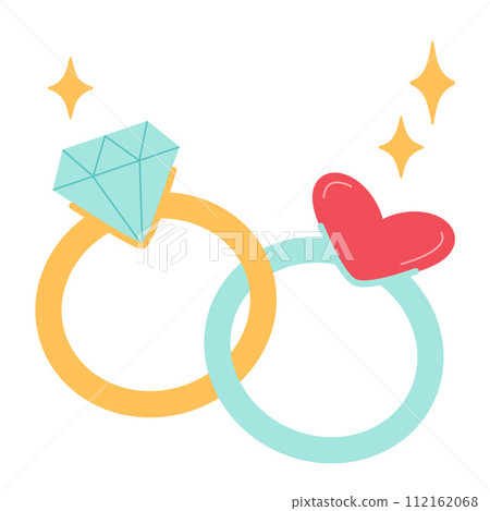 Wedding rings flat vector icon. Love, marriage tradition sign. 112162068