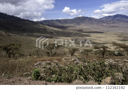 Tanzania, Ngorongoro, aerial view of the interior of the crater 112162192
