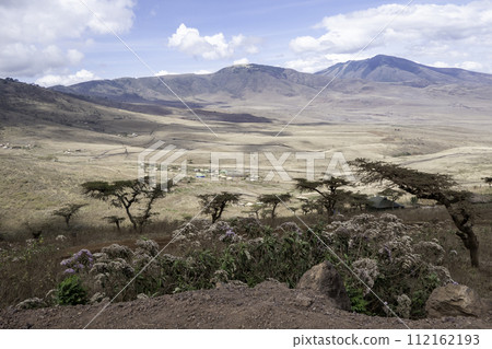 Tanzania, Ngorongoro, aerial view of the interior of the crater Tanzania, Ngorongoro, aerial view of the interior of the crater 112162193