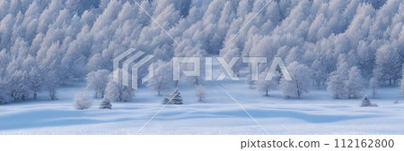 A serene winter landscape, picturesque panorama. Generative AI 112162800