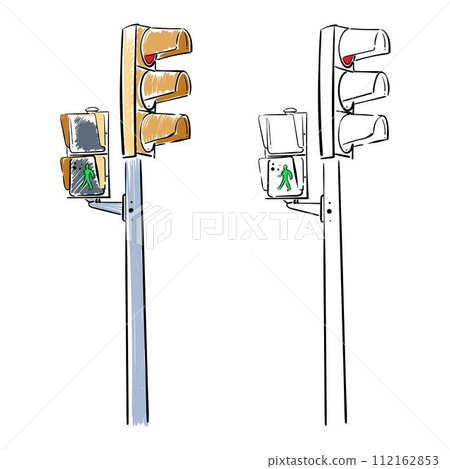 traffic lights doodle icon doodle vector. Crossroad concept hand drawn style sketch. safety traffic lights doodle icon doodle vector. Crossroad concept hand drawn style sketch. safety 112162853