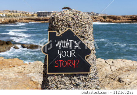 Storytelling what is your story symbol. Concept words What is your story on beautiful chalk blackboard. Beautiful red stone background. Business storytelling what is your story concept. Copy space. Storytelling what is your story symbol. Concept words What is your story on beautiful chalk blackboard. Beautiful red stone background. Business storytelling what is your story concept. Copy space. 112163252