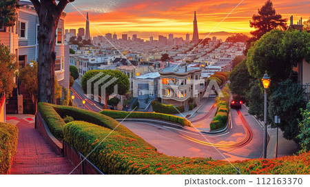 朗伯德街，舊金山，日出 112163370