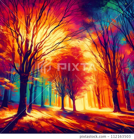 Autumn maple tree,bohemian art. 112163503