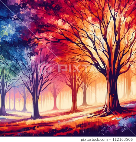 Autumn maple tree,bohemian art. 112163506