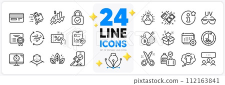 Icons set of Niacin vitamin, Carry-on baggage and Payment line icons pack for app with Sunglasses, Meeting, Seo timer thin outline icon. Augmented reality, 48 hours, Scissors pictogram. Vector Icons set of Niacin vitamin, Carry-on baggage and Payment line icons pack for app with Sunglasses, Meeting, Seo timer thin outline icon. Augmented reality, 48 hours, Scissors pictogram. Vector 112163841