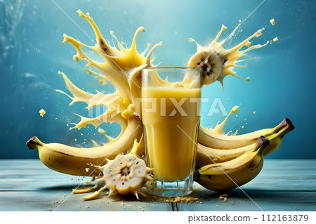 fresh banana juice, a burst of vitamins. fresh banana juice, a burst of vitamins. 112163879